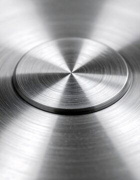 A close-up view of a metallic disc with radial lines