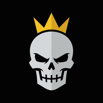 Flat design king skull icon with crown.