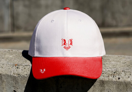 Tone Baseball Cap Mockup on Concrete Ledge