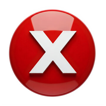 Red circle icon with white letter x mark