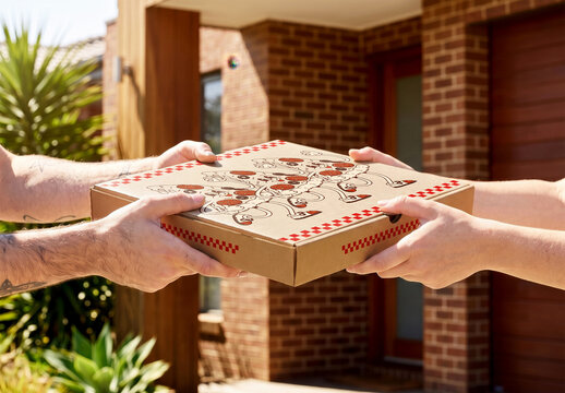 Pizza Box Mockup Delivered Outdoors