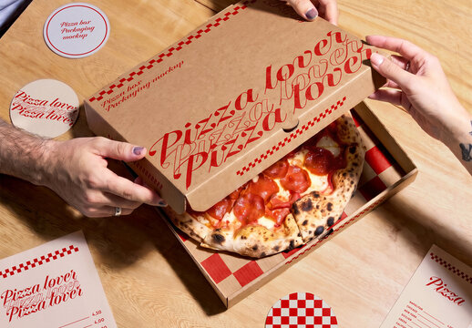 Pizza Box Mockup Held by Hands