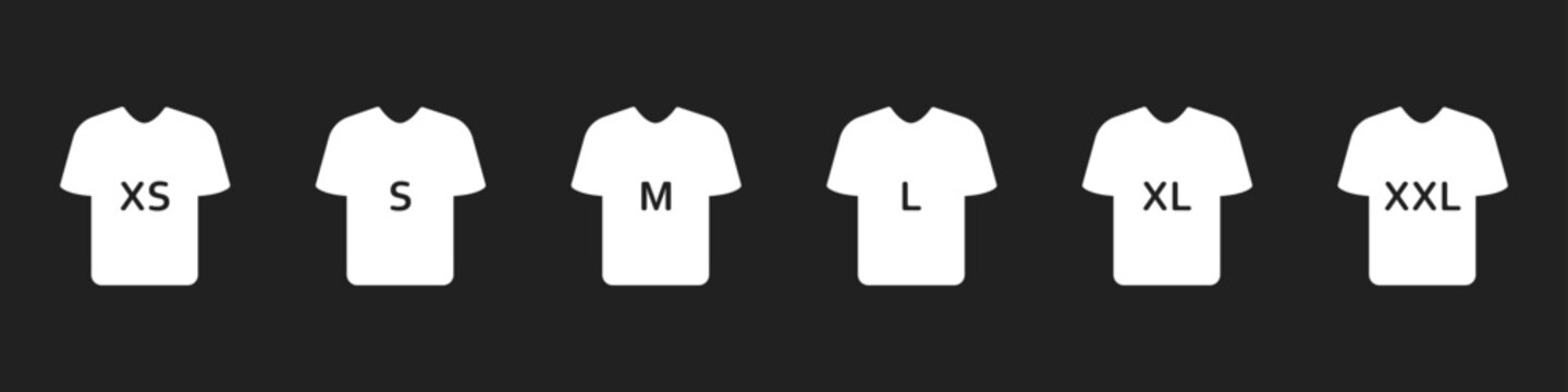 T-Shirt size icon set. Clothing size label tags. Vector illustration