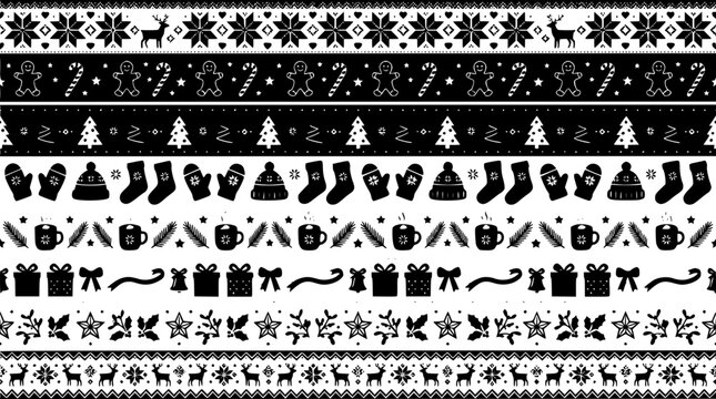 Modern Christmas Fair Isle Pattern Collection with Gingerbread Snowflakes and Cozy Holiday Knit Motifs