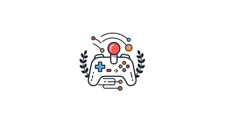 Esports gaming controller with laurel wreath success symbol. © Kuntul