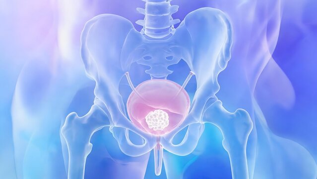 Medical imaging of prostate cancer and prostate tumors showing prostatic lesions for clinical diagnosis, urology research and male urinary disease teaching use