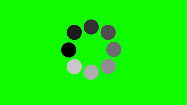 Seamless Circular Loading Spinner Animation on Green Screen Background, UI Buffering Loop, Full HD 1080p