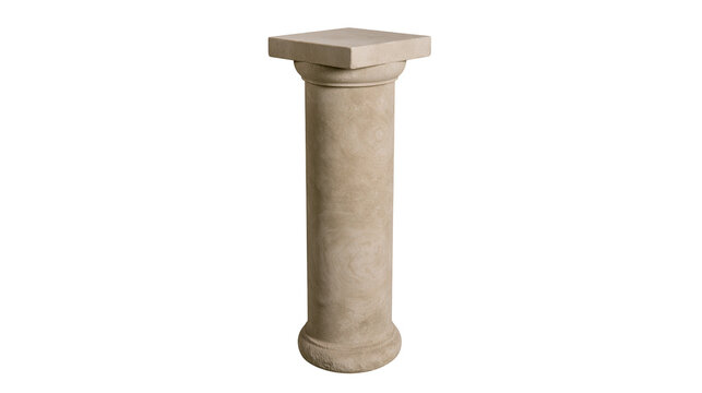 Stone pedestal with square top and fluted base, isolated on transparent background