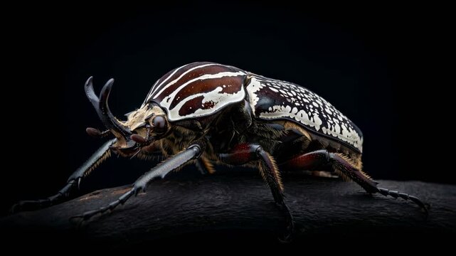 goliath beetle isolated on black background macro studio video