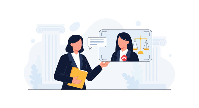 Lawyer Consultation via Video Call, Legal Advice Online, Digital Justice Concept