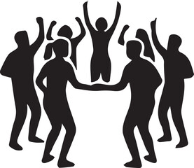 Fototapeta premium group of people dancing and celebrating vector illustration. 