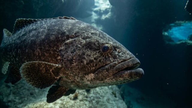 goliath grouper close up underwater in florida keys marine sanctuary cave video