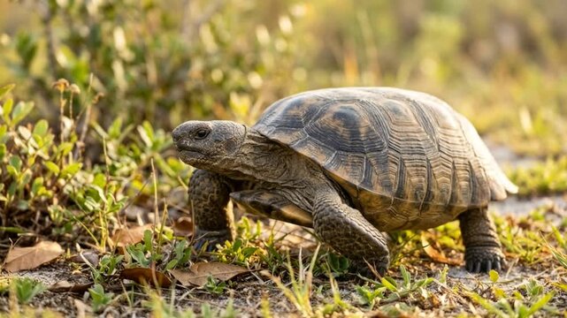gopher tortoise close up in ocala national forest florida morning light video