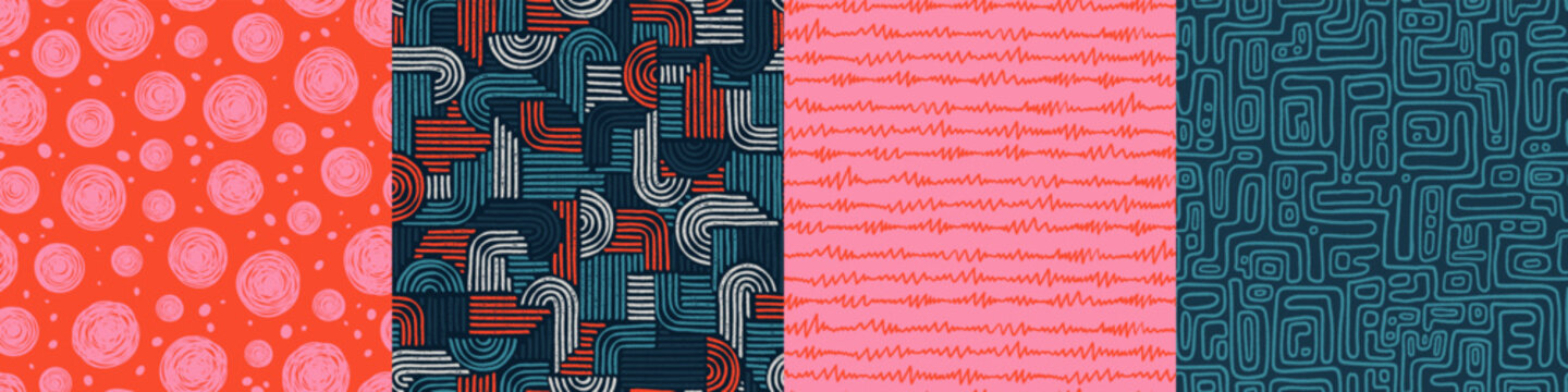 Matching hand drawn abstract seamless pattern, doodle background, filler pattern - great for textiles, banners, wallpapers, wrapping - vector design