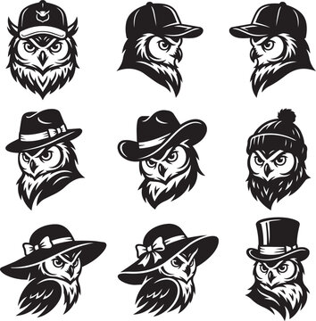 Black and White Skull Mask Vector Set Collection with Tribal Tattoo Style Silhouette Icons Isolated on White Background