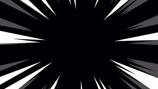 White radial comics style lines isolated on transparent background. Anime speed rays, overlay footage. 4K Video