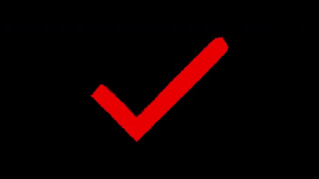check mark drawing animation with smooth stroke reveal. Approved tick icon pop-up with glow and scale bounce effect.