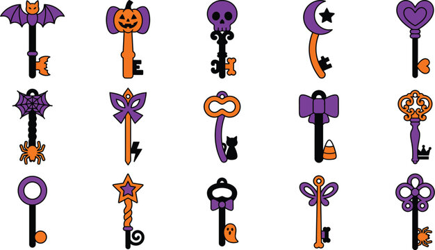 Seamless Pattern of Vintage Cross Shaped Keys Vector Illustration with Religious Crucifix Silhouettes for Decorative Background Design