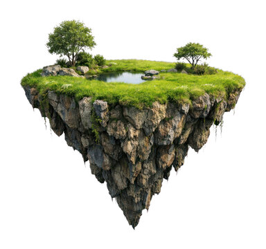 PNG Floating island with lush greenery.