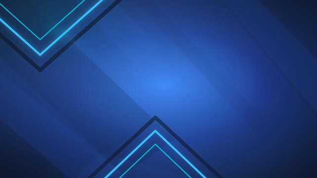 Abstract blue geometric pattern featuring chevron shapes and diagonal gradient lines in corners, suitable for corporate design, technology presentations, or branding.