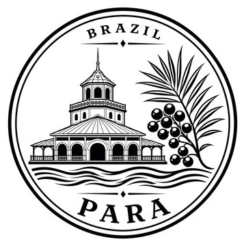 Black and white emblem with Brazil and Para state symbols, archi
