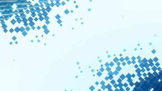 Blue square pixel pattern composition with gradient transition, geometric mosaic arrangement, abstract design element for web layout, minimal vector graphic style.
