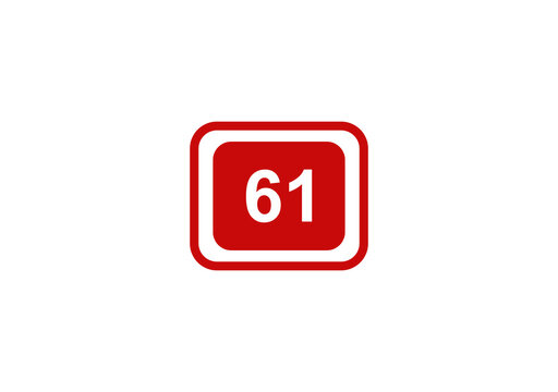 Red Number 61 in Square Frame