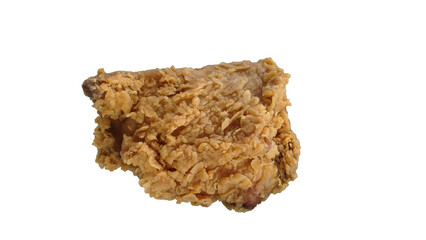 Fototapeta premium Crispy fried chicken isolated on a transparent background. A golden crispy outer layer with a juicy texture.