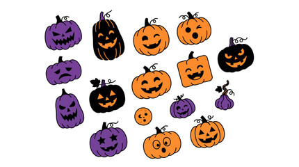 Obraz premium Cute Halloween Pumpkin Vector Bundle