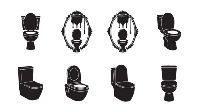 Diverse Toilet and Bathroom Fixture Icons Collection