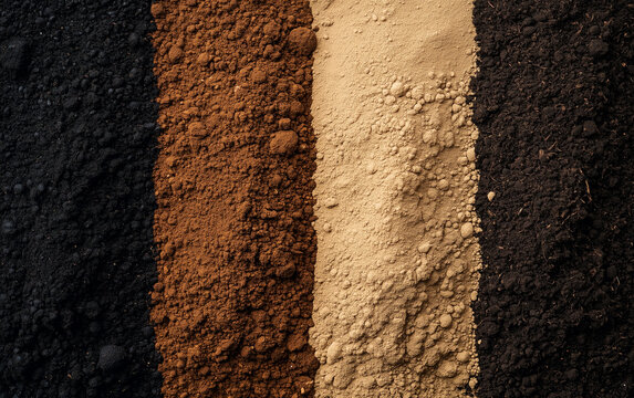 Different types of soil as background