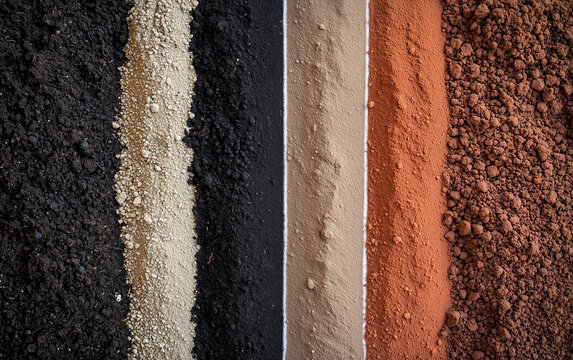 Different types of soil as background