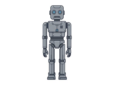 Modern humanoid robot standing isolated illustration of future technology and artificial intelligence concept with humanoid technology artificial intelligence automation innovation electronic