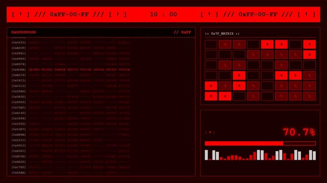 Red Hacking Matrix Hex Data Glitch Countdown Screen.