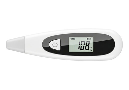Digital ear thermometer showing high body temperature