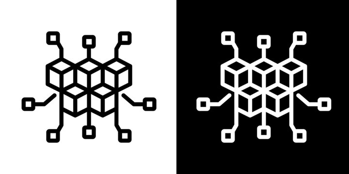 Distributed Network Icon Set White Style Collection