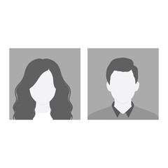 man and woman silhouette simple gray avatars representing male and female profil, passport photo and more © Nova