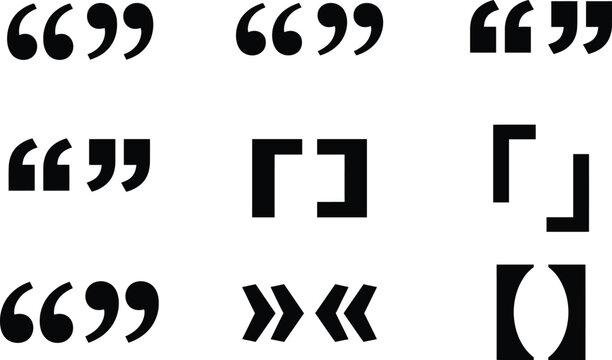 Quotation Mark Icon Set with Speech Marks Brackets and Punctuation Symbols Collection for Quote Blocks Text Design and Typography Elements