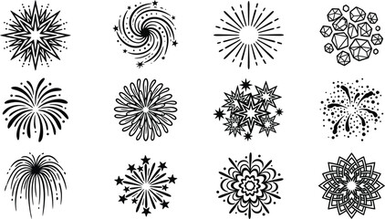 Dynamic Fireworks Explosion Silhouettes for Celebration and Festivity © Natural flower 