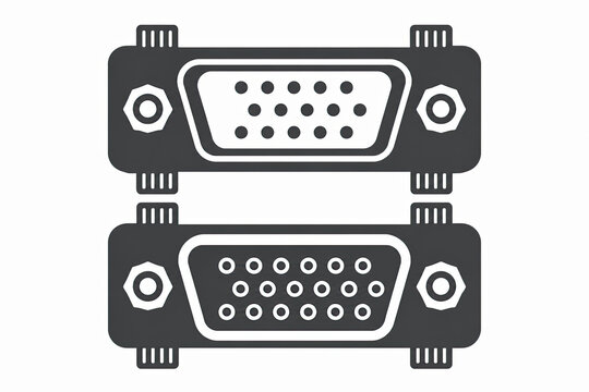 Black vga monitor cable connector icons on a white background