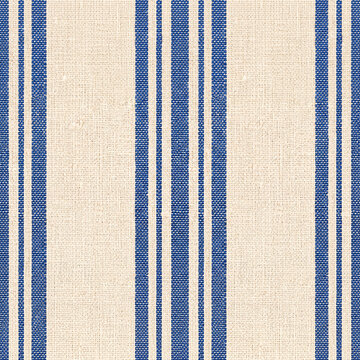 Seamless Amalfi Coast striped luxury linen fabric PBR texture in ivory and cobalt blue