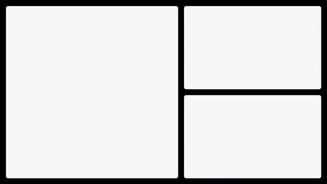 Cinematic film split screen overlay with black borders