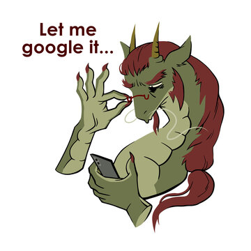 Let Me Find It Dragon Sticker | Funny Designer Search Cartoon Meme