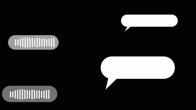 Text typing in messenger, sending messages using mobile chat and voice  message with transparent background.
