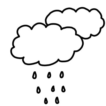 Aesthetic simple cloud with raindrops sticker. Minimalist cartoon raincloud icon isolated for scrapbooking, planner, and design asset.