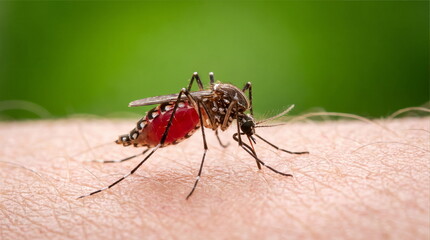 Aedes aegypti Mosquito. Close up a Mosquito sucking human blood © SILVIA MAQQ