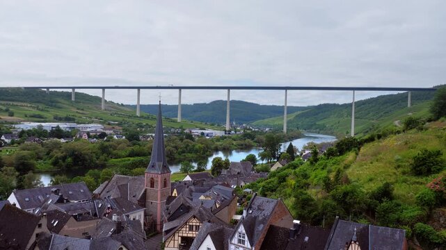 Static View of Hochmoselbrucke Bridge Over Zeltingen Germany