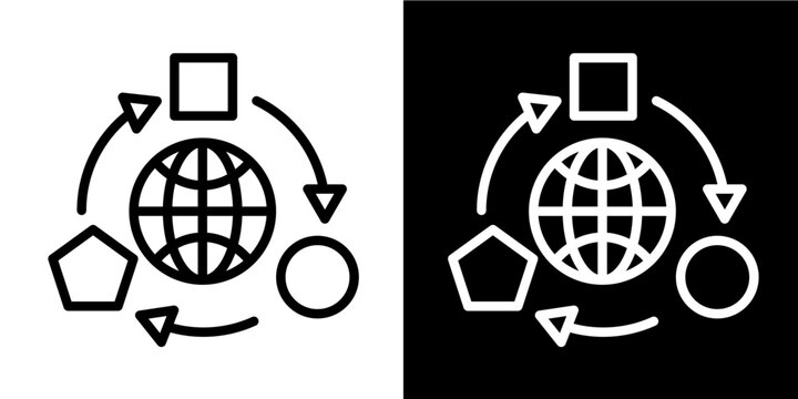 Adaptive Network Icon Set White Line Style Collection