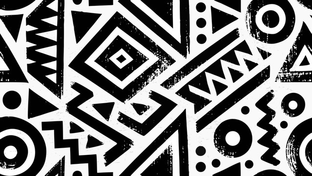 Geometric pattern with triangles circles and squares in a black and white design abstract triangle