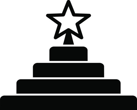 Black star on three horizontal bars symbol for rank or hierarchy three bars